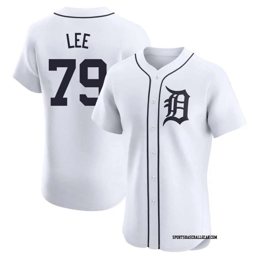 Chase Lee Men's Detroit Tigers White Elite Home Jersey