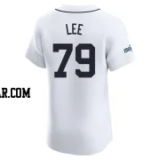 Chase Lee Men's Detroit Tigers White Elite Home Patch Jersey