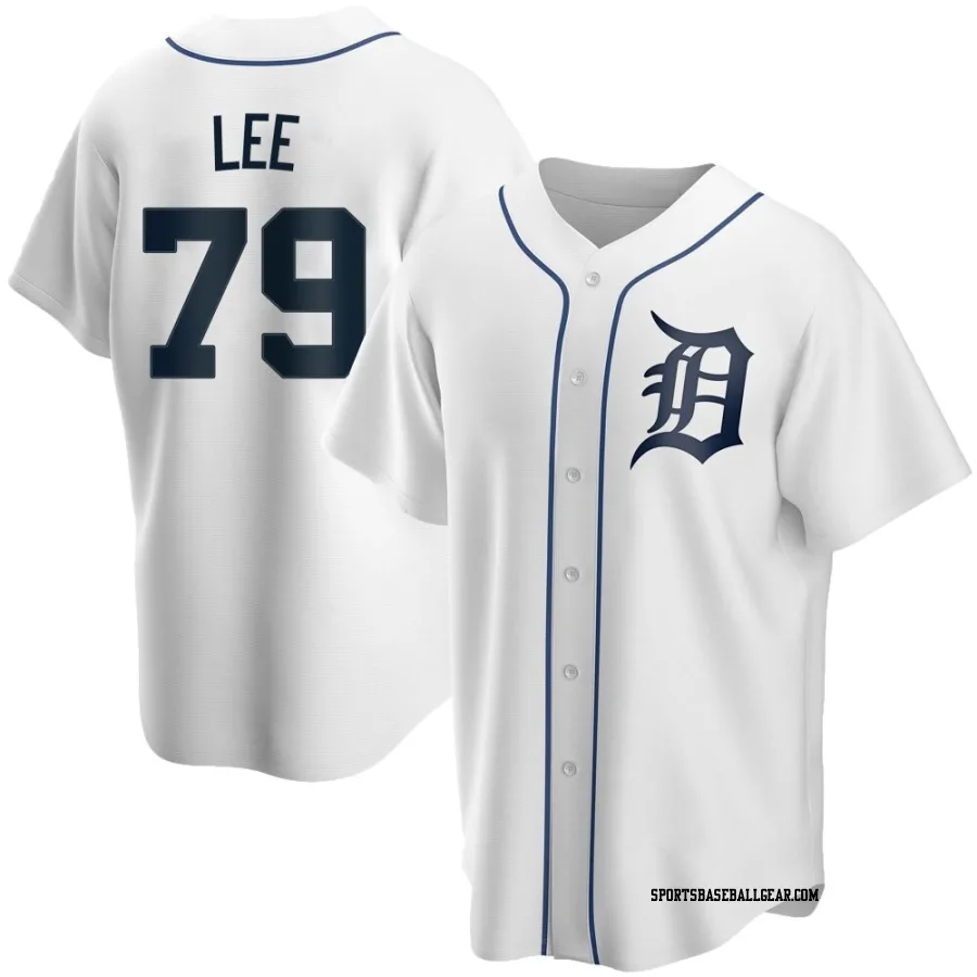 Chase Lee Men's Detroit Tigers White Replica Home Jersey