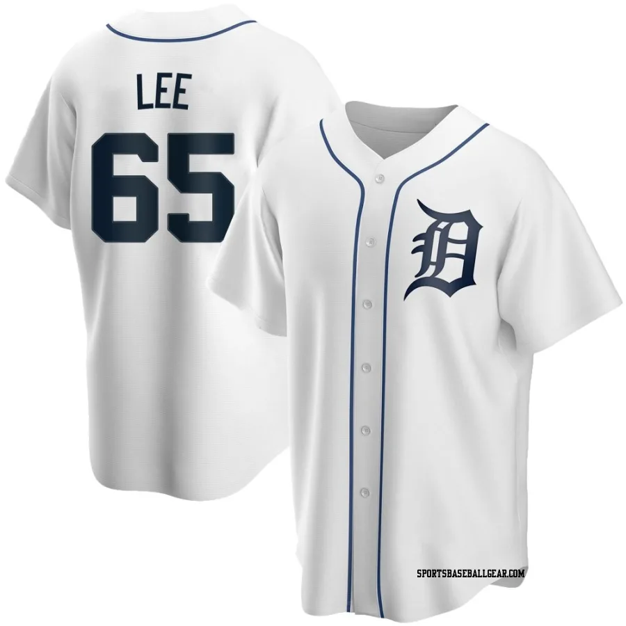 Chase Lee Men's Detroit Tigers White Replica Home Jersey