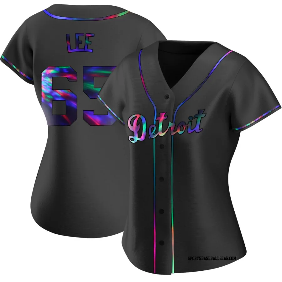 Chase Lee Women's Detroit Tigers Black Holographic Replica Alternate Jersey