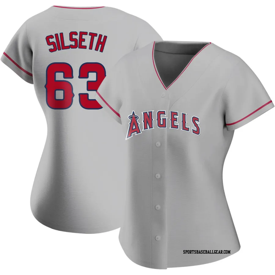 Chase Silseth Women's Los Angeles Angels Authentic Silver Road Jersey