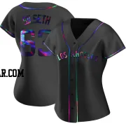 Chase Silseth Women's Los Angeles Angels Black Holographic Replica Alternate Jersey