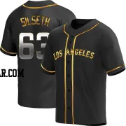 Chase Silseth Youth Los Angeles Angels Black Golden Replica Alternate Jersey