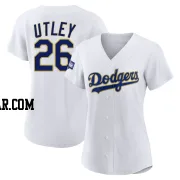 Chase Utley Women's Los Angeles Dodgers White/Gold Authentic 2021 Gold Program Player Jersey