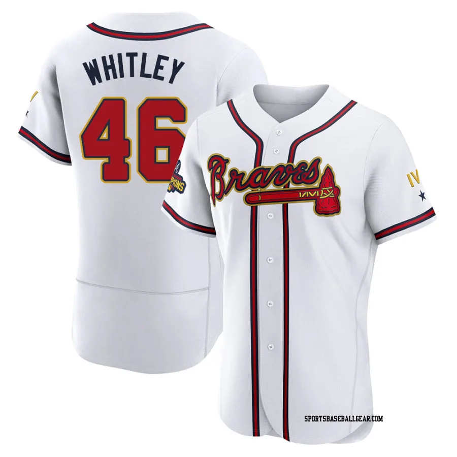 Chase Whitley Men's Atlanta Braves Gold Authentic White 2022 Program Jersey