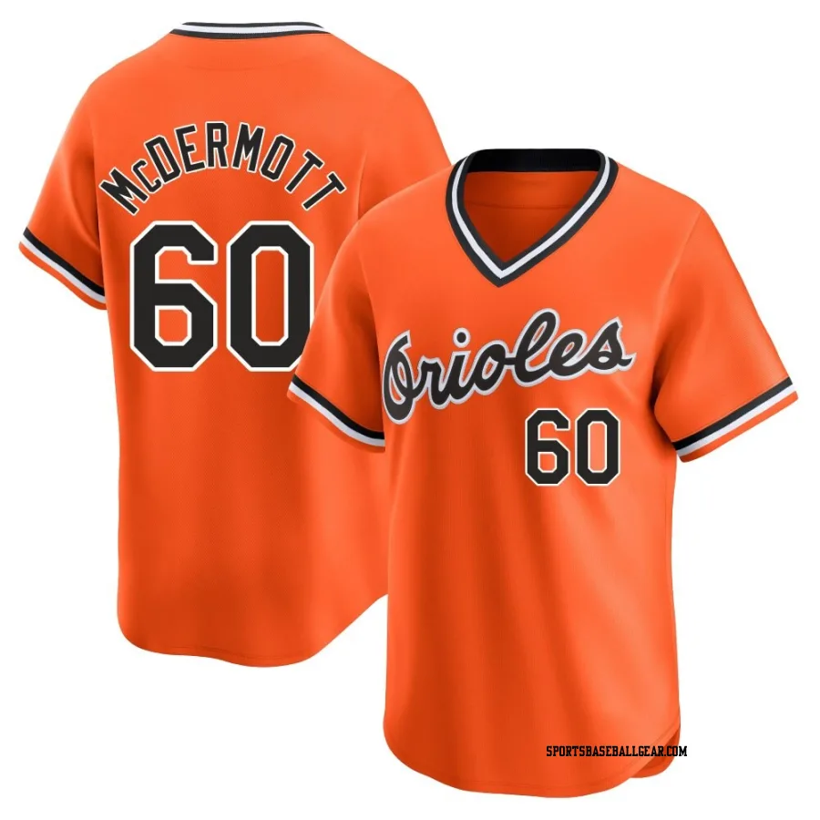 Chayce McDermott Men's Baltimore Orioles Orange Limited Cooperstown Collection Jersey