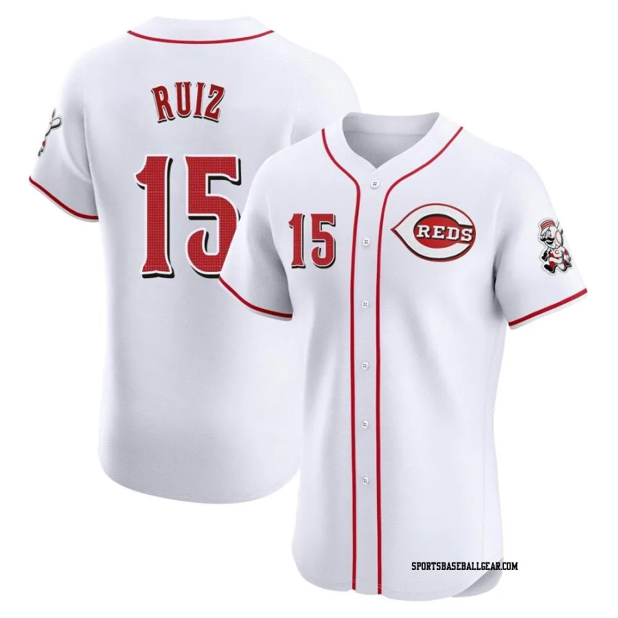 Chico Ruiz Men's Cincinnati Reds White Elite Home Patch Jersey