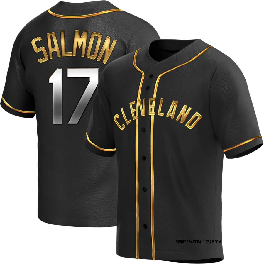 Chico Salmon Men's Cleveland Guardians Black Golden Replica Alternate Jersey