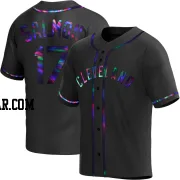 Chico Salmon Men's Cleveland Guardians Black Holographic Replica Alternate Jersey