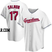 Chico Salmon Men's Cleveland Guardians White Replica Home Jersey