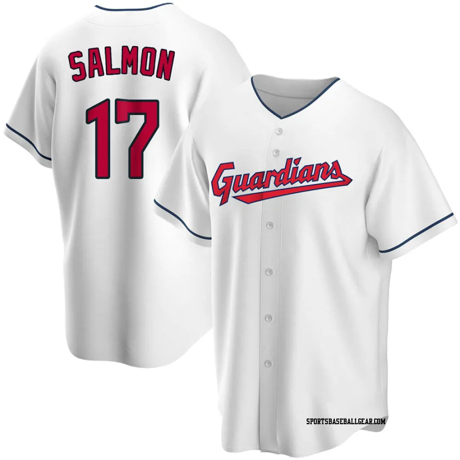 Chico Salmon Men's Cleveland Guardians White Replica Home Jersey