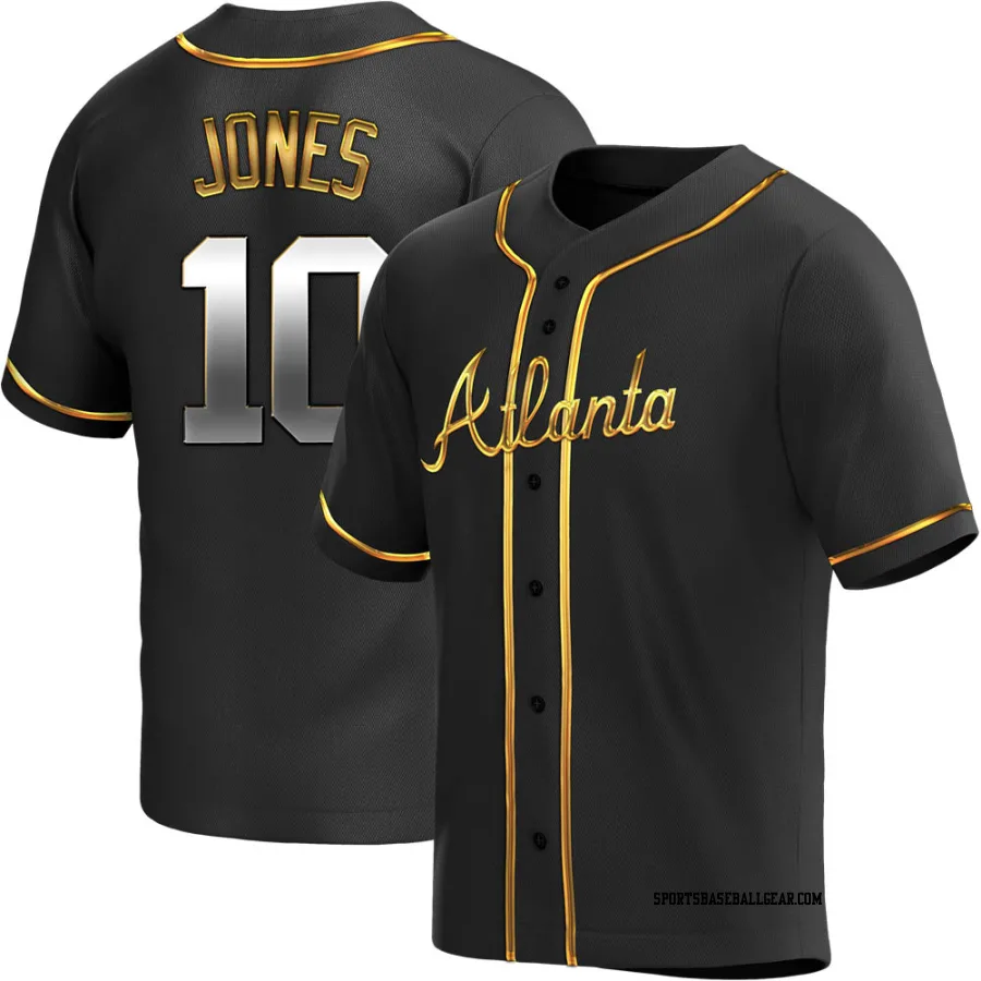 Chipper Jones Men's Atlanta Braves Black Golden Replica Alternate Jersey