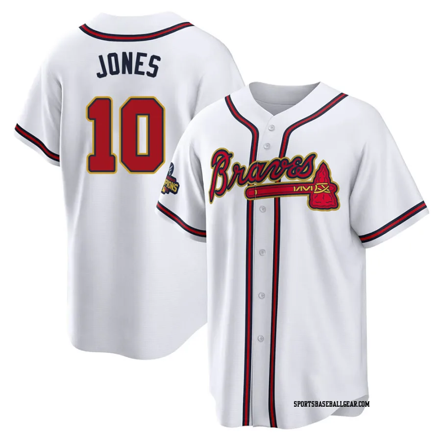 Chipper Jones Men's Atlanta Braves Gold Replica White 2022 Program Jersey