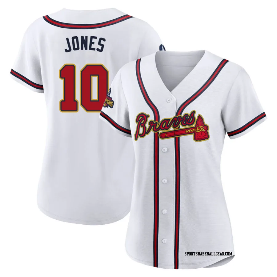 Chipper Jones Women's Atlanta Braves Gold Replica White 2022 Program Jersey