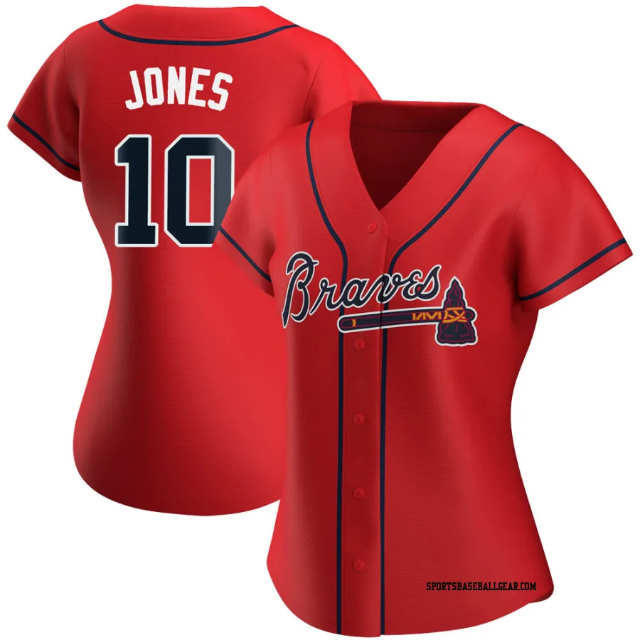 Chipper Jones Women's Atlanta Braves Red Replica Alternate Jersey