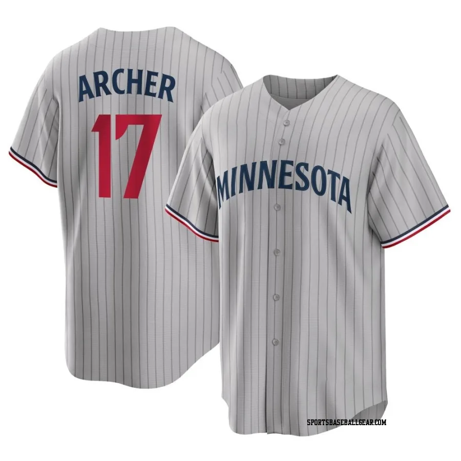 Chris Archer Men's Minnesota Twins Gray Replica Road Jersey