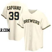 Chris Capuano Men's Milwaukee Brewers Cream Replica Home Jersey