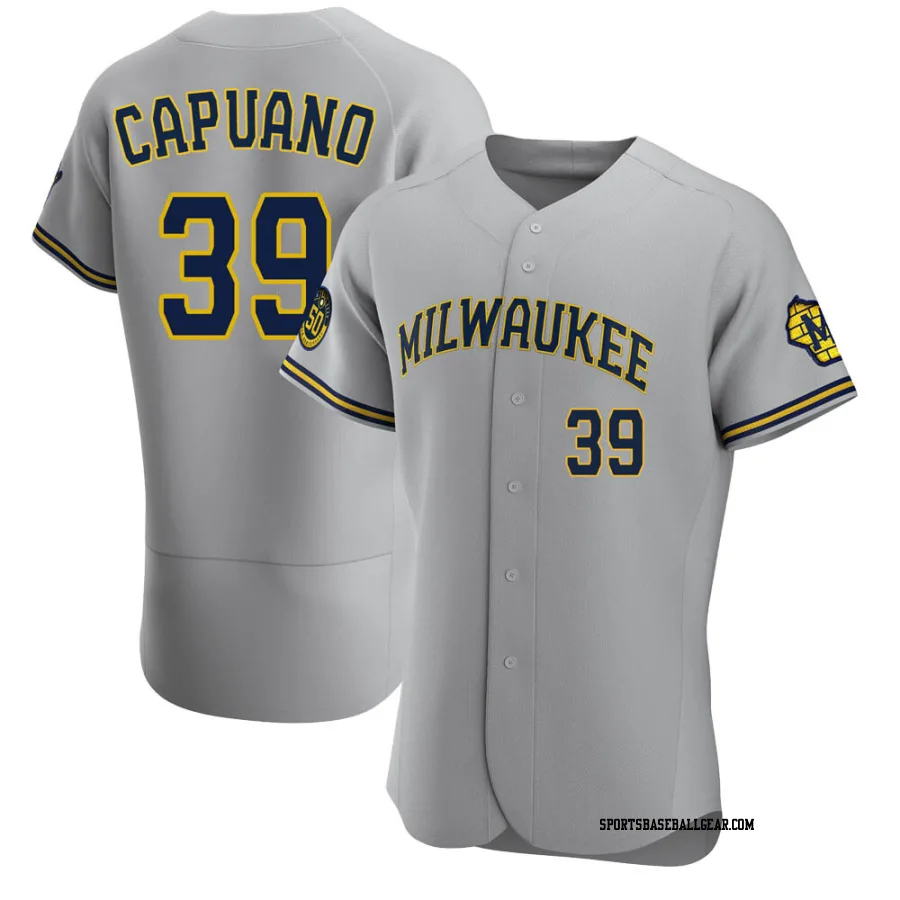 Chris Capuano Men's Milwaukee Brewers Gray Authentic Road Jersey