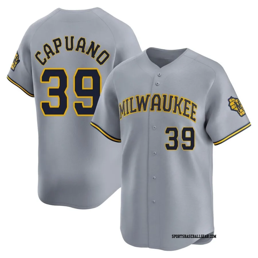 Chris Capuano Men's Milwaukee Brewers Gray Limited Away Jersey