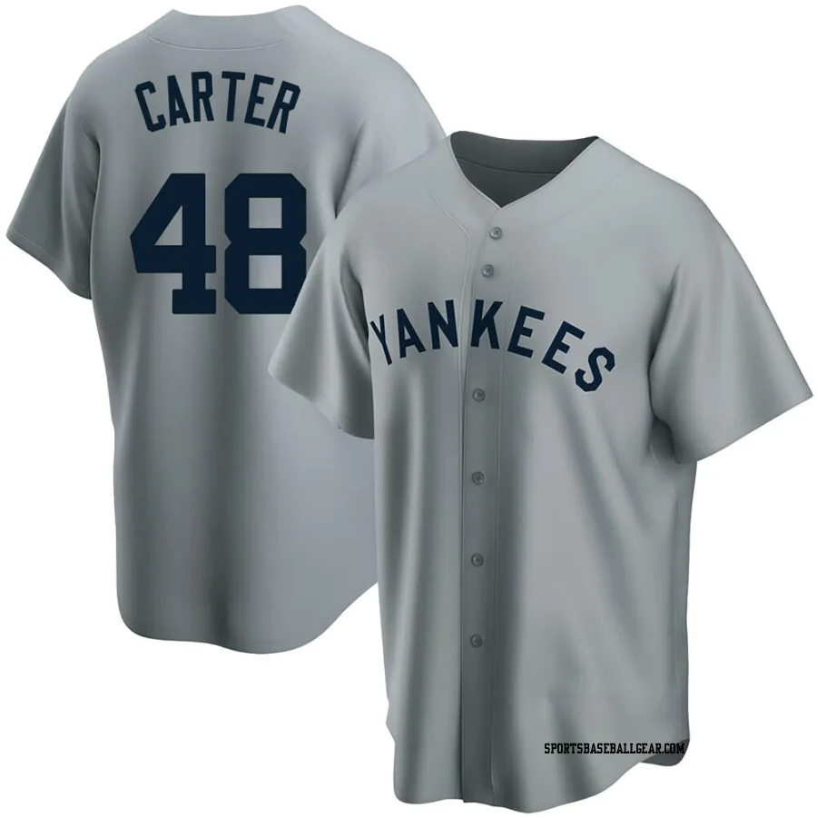 Chris Carter Youth New York Yankees Gray Replica Road Cooperstown Collection Jersey