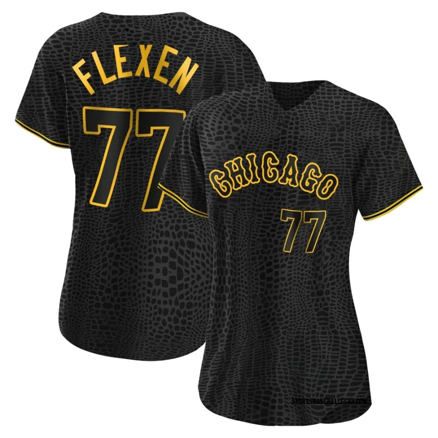 Chris Flexen Women's Chicago White Sox Black Replica Snake Skin City Jersey