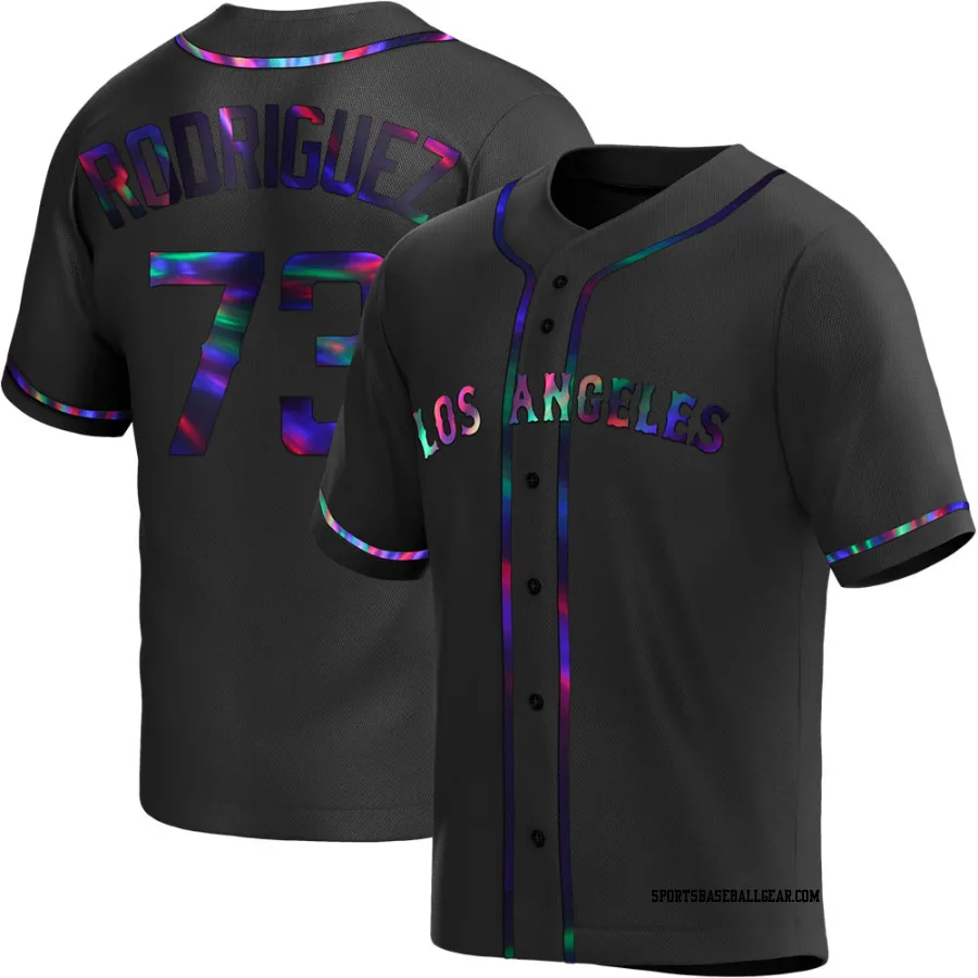 Chris Rodriguez Men's Los Angeles Angels Black Holographic Replica Alternate Jersey