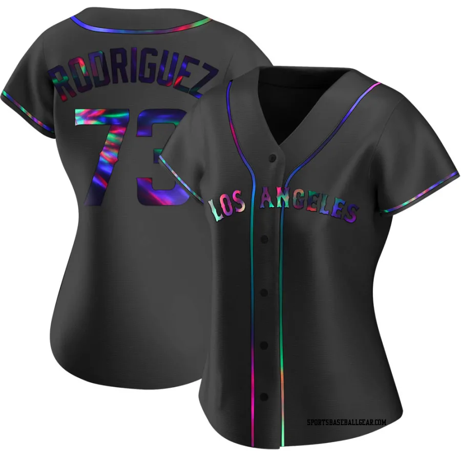 Chris Rodriguez Women's Los Angeles Angels Black Holographic Replica Alternate Jersey