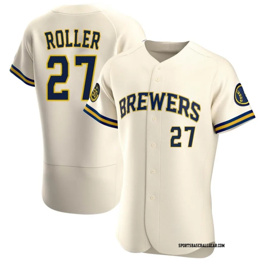 Chris Roller Men's Milwaukee Brewers Cream Authentic Home Jersey