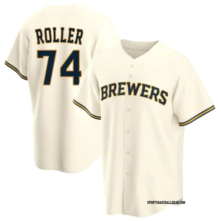 Chris Roller Men's Milwaukee Brewers Cream Replica Home Jersey