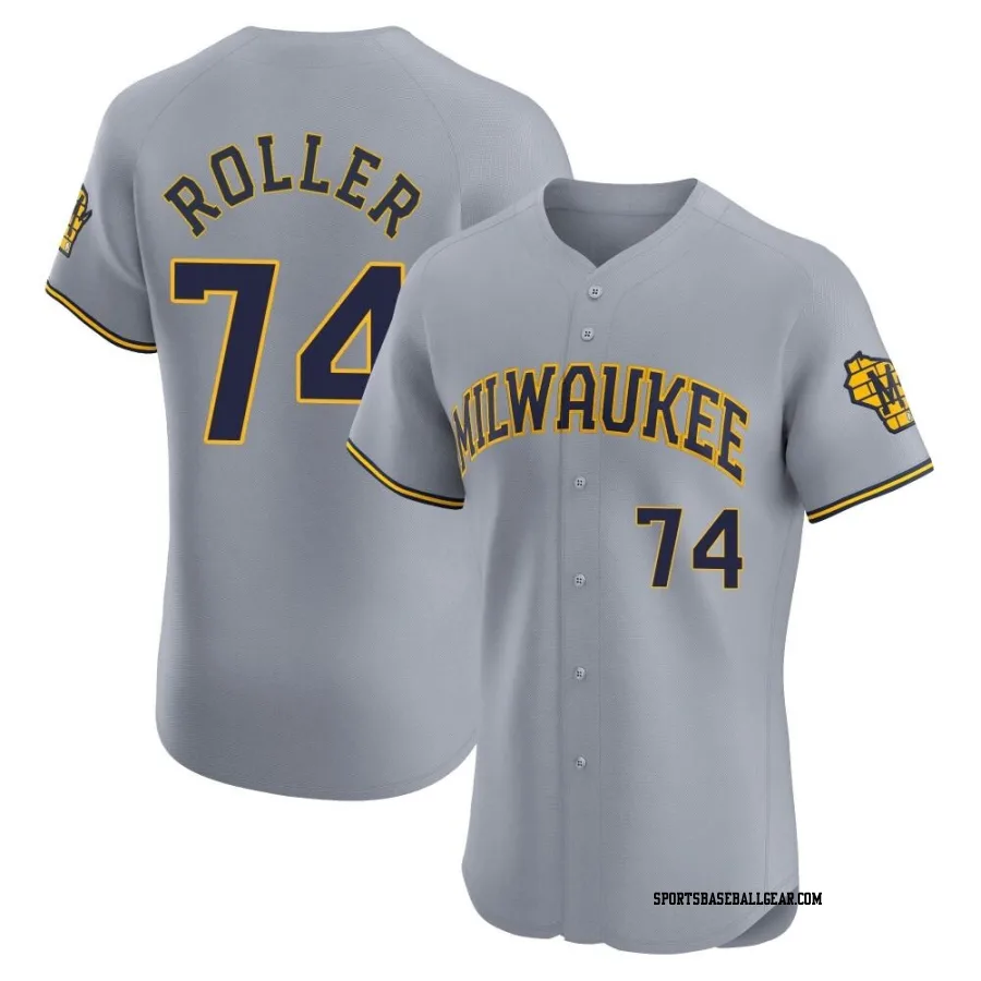 Chris Roller Men's Milwaukee Brewers Gray Elite Road Jersey