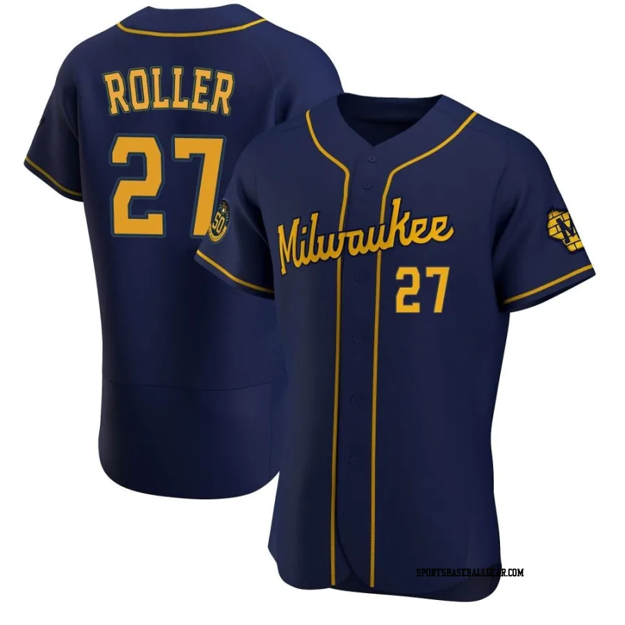 Chris Roller Men's Milwaukee Brewers Navy Authentic Alternate Jersey