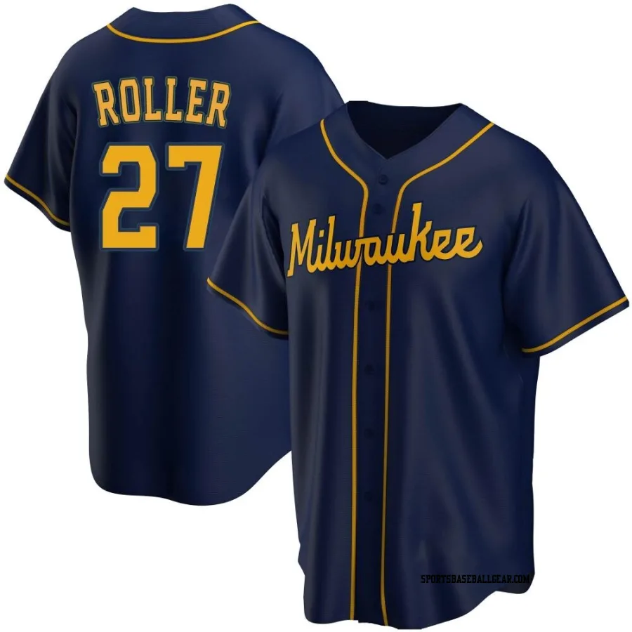 Chris Roller Men's Milwaukee Brewers Navy Replica Alternate Jersey