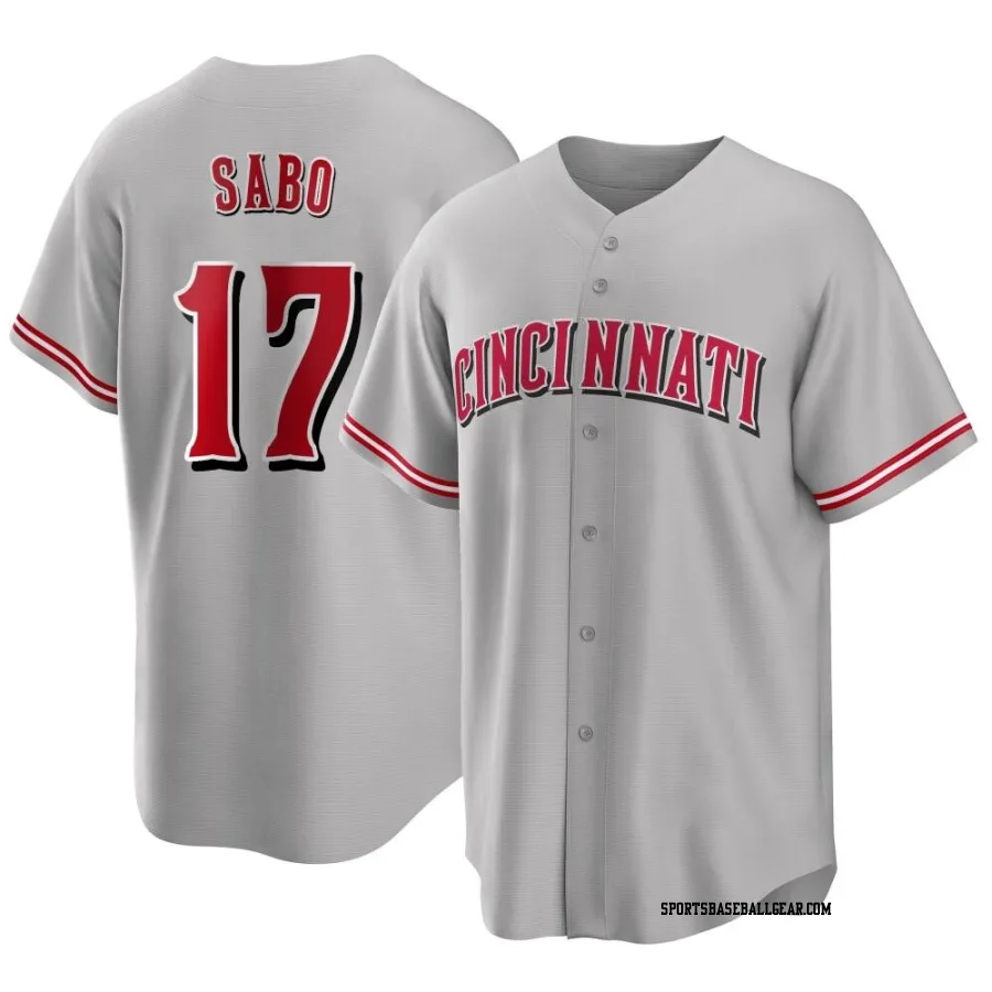 Chris Sabo Men's Cincinnati Reds Gray Replica Road Jersey