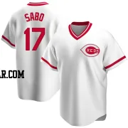 Chris Sabo Men's Cincinnati Reds White Replica Home Cooperstown Collection Jersey