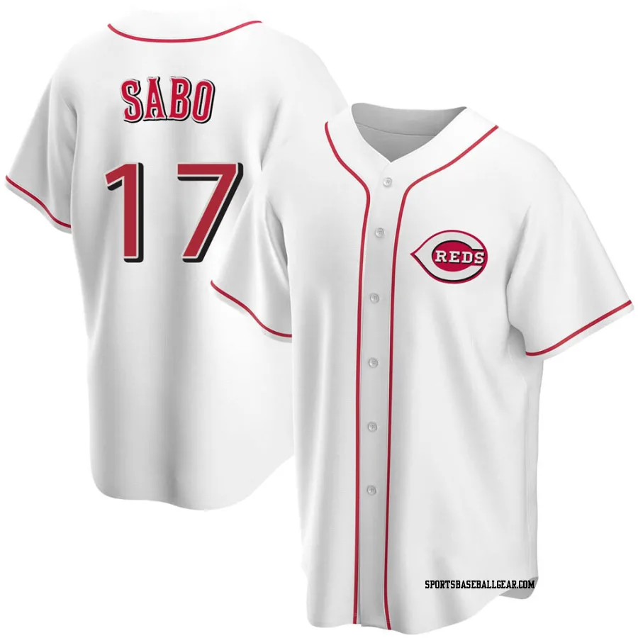 Chris Sabo Men's Cincinnati Reds White Replica Home Jersey