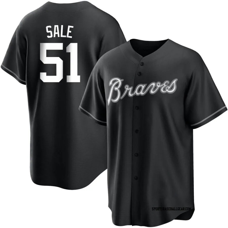 Chris Sale Men's Atlanta Braves Black/White Replica Jersey