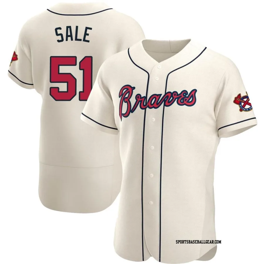 Chris Sale Men's Atlanta Braves Cream Authentic Alternate Jersey