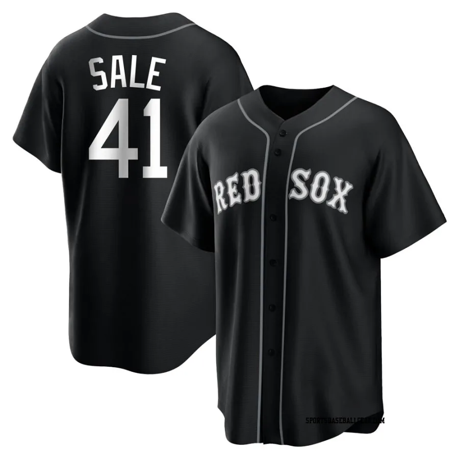 Chris Sale Men's Boston Red Sox Black/White Replica Jersey