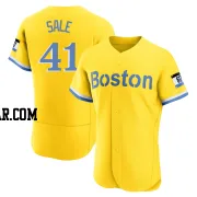 Chris Sale Men's Boston Red Sox Gold/Light Authentic Blue 2021 City Connect Jersey