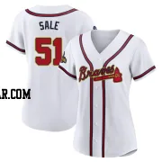 Chris Sale Women's Atlanta Braves Gold Authentic White 2022 Program Jersey