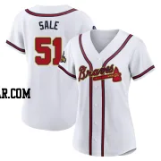 Chris Sale Women's Atlanta Braves Gold Replica White 2022 Program Jersey