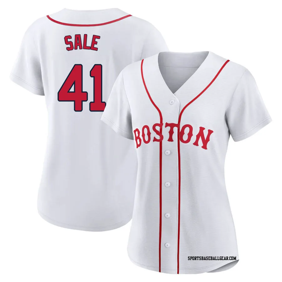 Chris Sale Women's Boston Red Sox White Authentic 2021 Patriots' Day Jersey