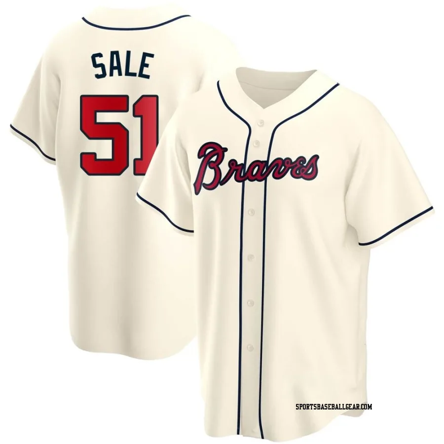 Chris Sale Youth Atlanta Braves Cream Replica Alternate Jersey