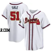 Chris Sale Youth Atlanta Braves Gold Replica White 2022 Program Jersey