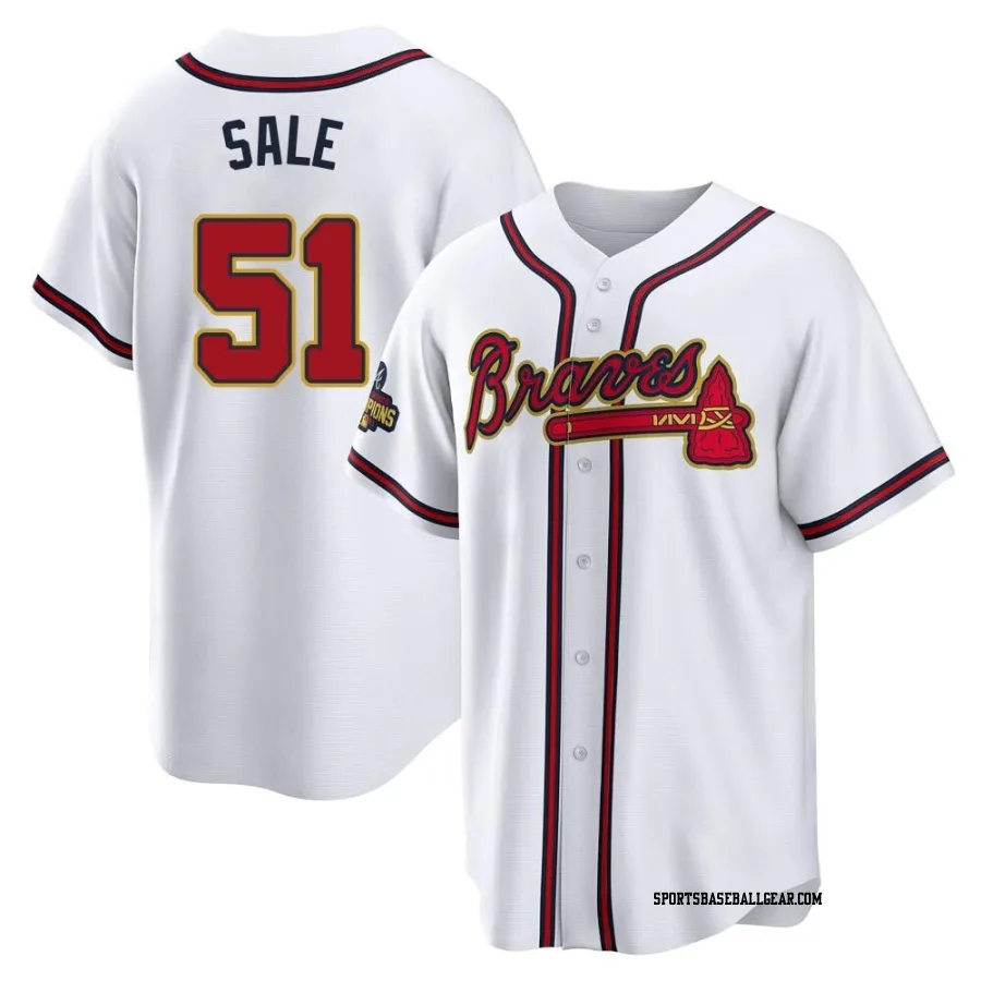 Chris Sale Youth Atlanta Braves Gold Replica White 2022 Program Jersey