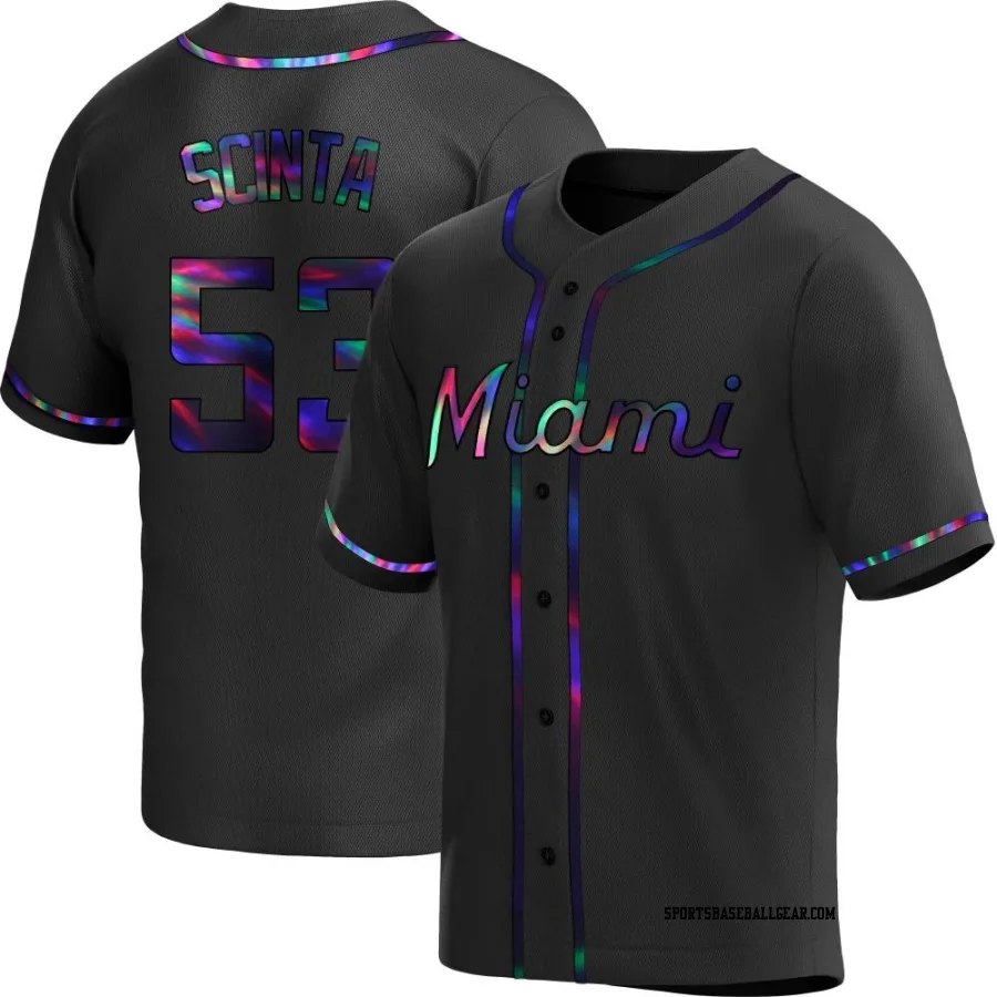 Chris Scinta Men's Miami Marlins Black Holographic Replica Alternate Jersey