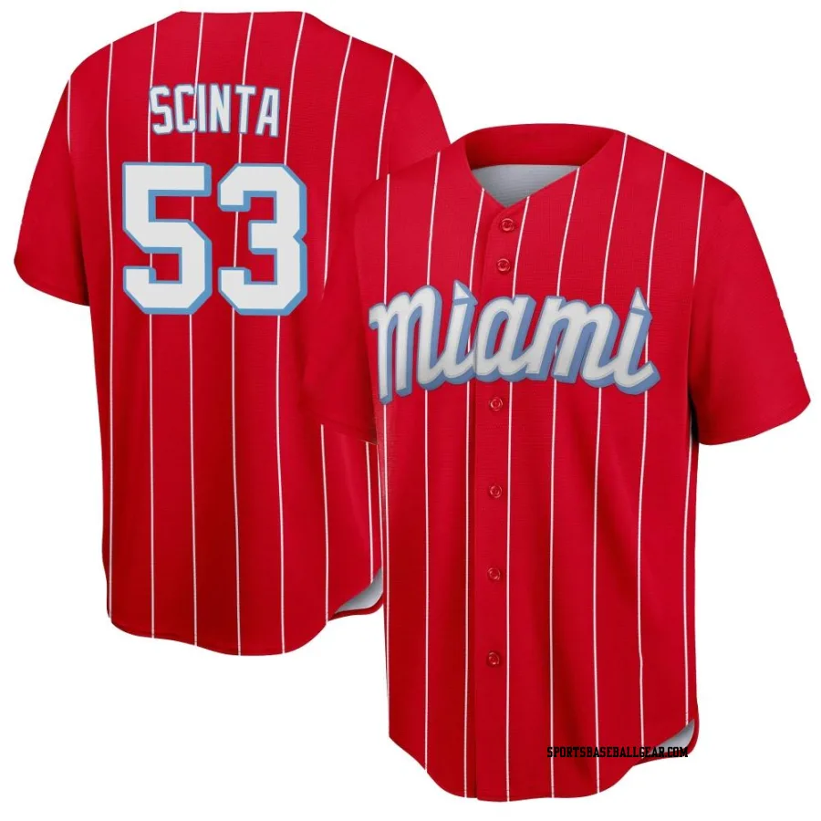 Chris Scinta Men's Miami Marlins Red Replica 2021 City Connect Jersey