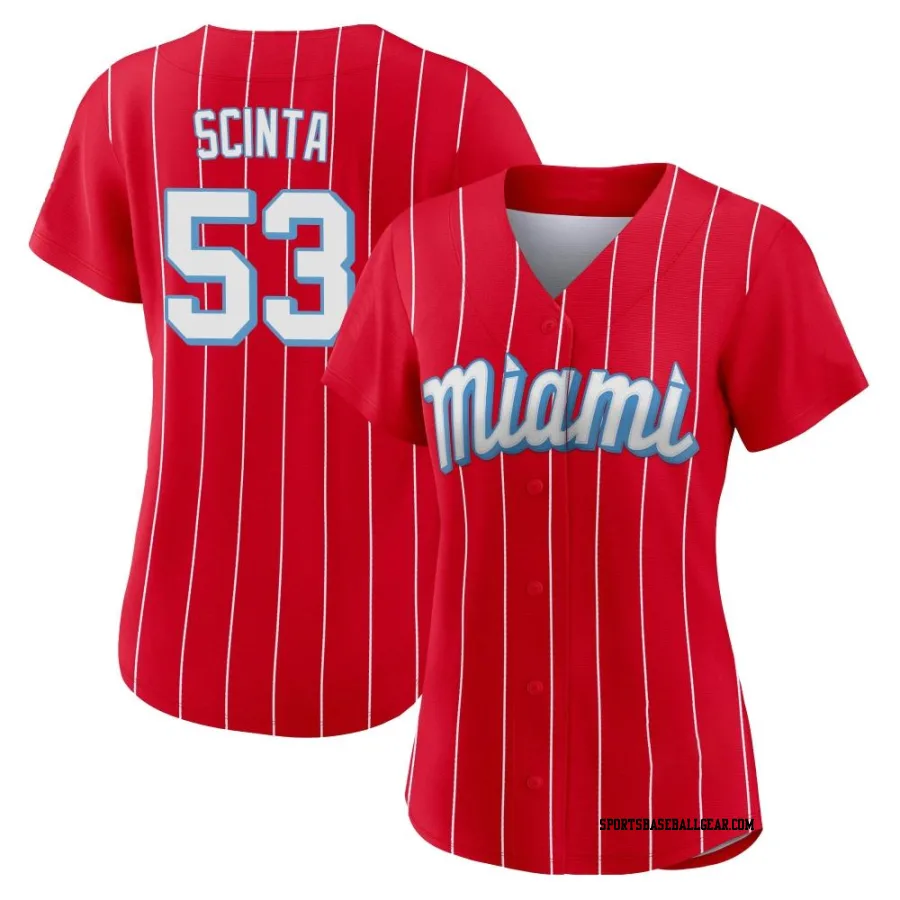 Chris Scinta Women's Miami Marlins Red Authentic 2021 City Connect Jersey