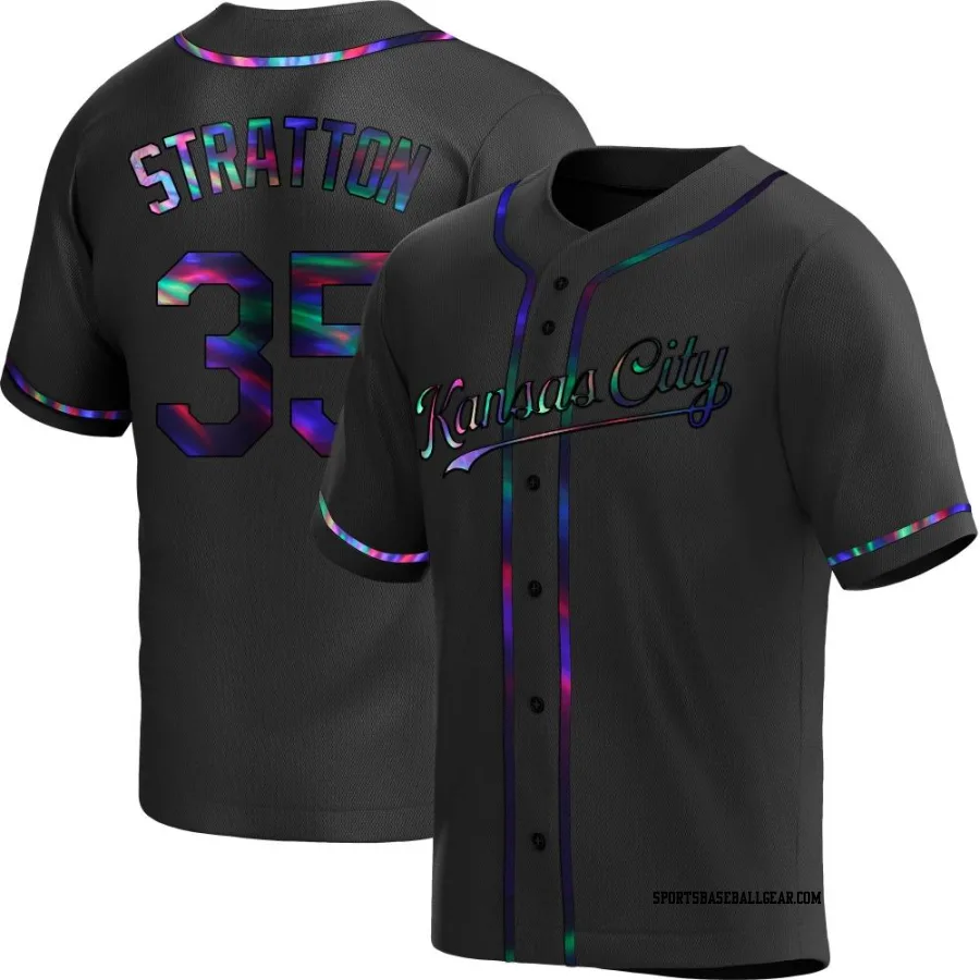 Chris Stratton Men's Kansas City Royals Black Holographic Replica Alternate Jersey